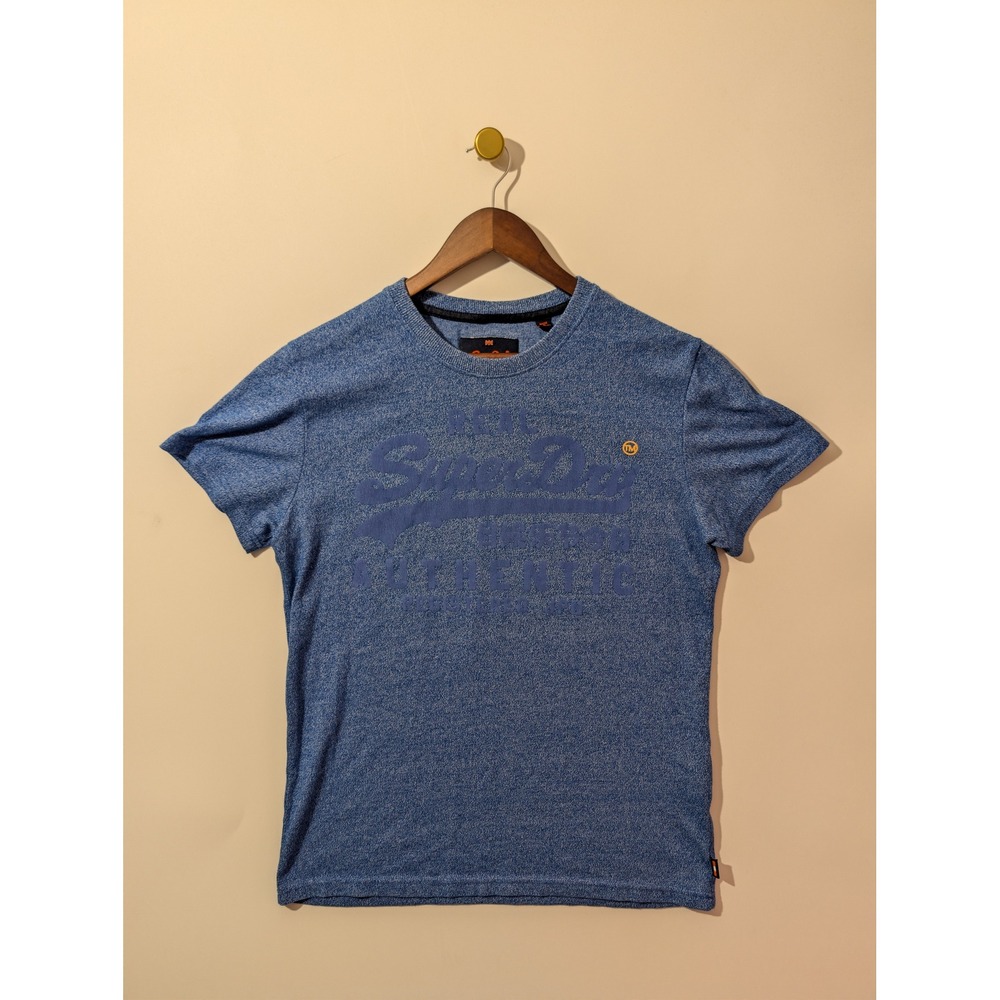 Superdry T Shirt Mens Large Blue Excellent Graphic Tee Marled Short Sleeve SEO